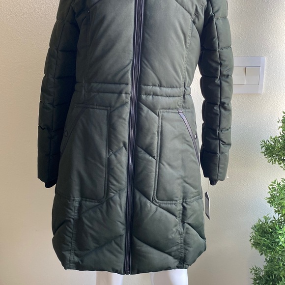 Guess Olive Green Puffer Parka Coat - Picture 10 of 15